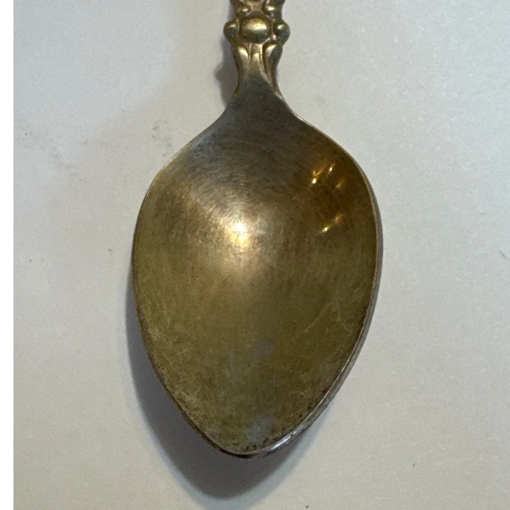 Vintage Japan Souvenir Spoon Nickel Silver Cloisonne Enamel Mt Fuji Pagoda 4.25
